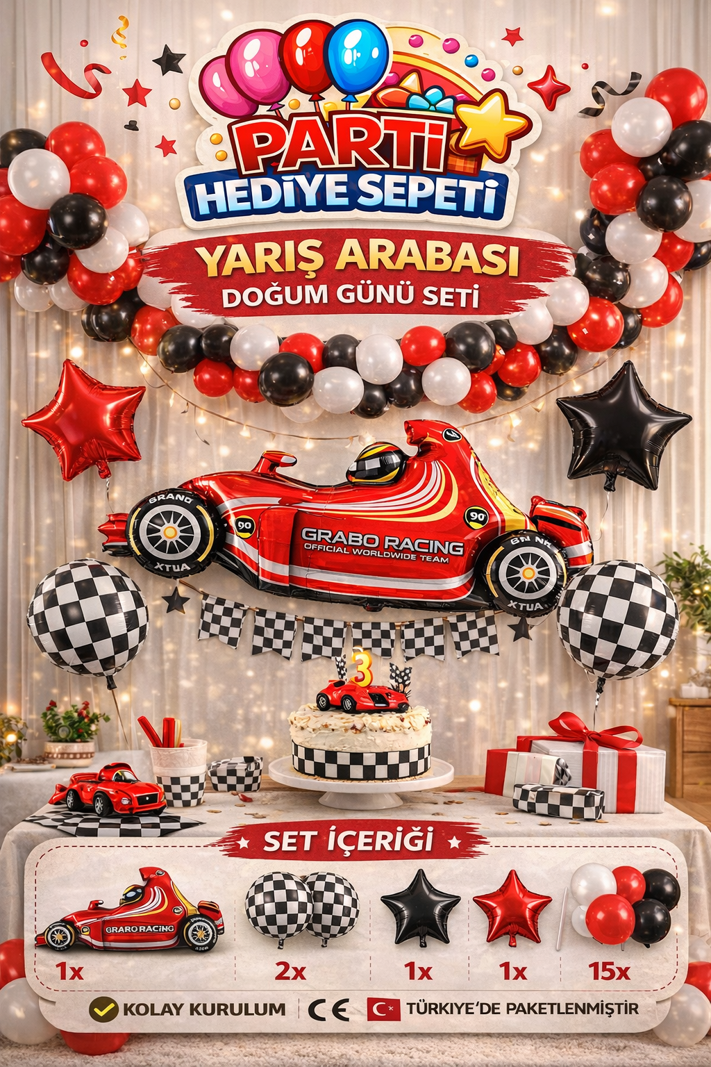 Yarış Arabası Konsept Parti Seti